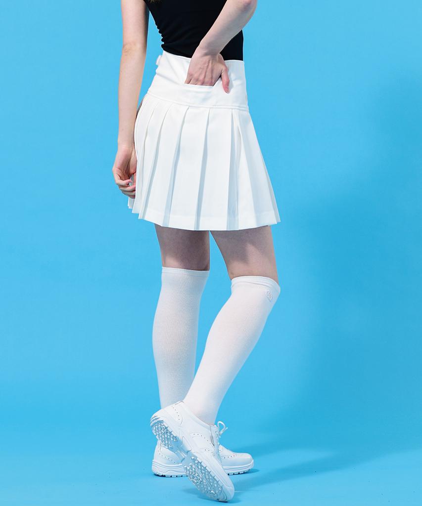 Do You Know Mc High-Waisted Ribbon-Detailed White Pleated Skirt