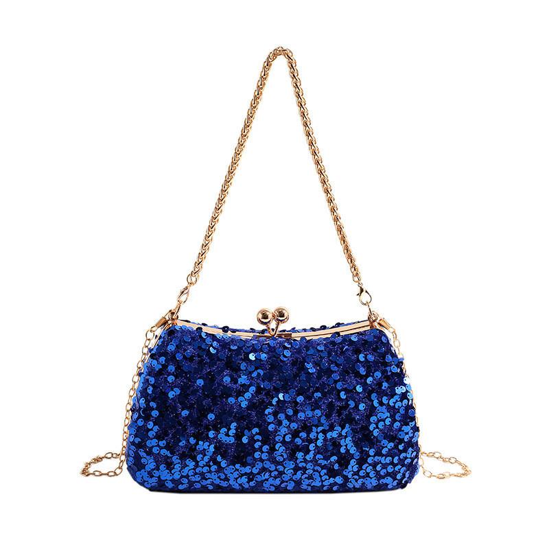 IELGY Fashion Sequined Dinner Bag, Diamond-encrusted Handbag, Solid Color Shoulder Messenger Chain Bag.