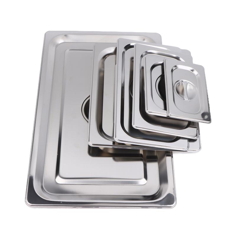 Stainless Steel 1/9 1/6 1/4 1/3 1/2 1/1 Food Pan Lid Steam Table Pan Covers Notched Lids With Handle Lock Heat