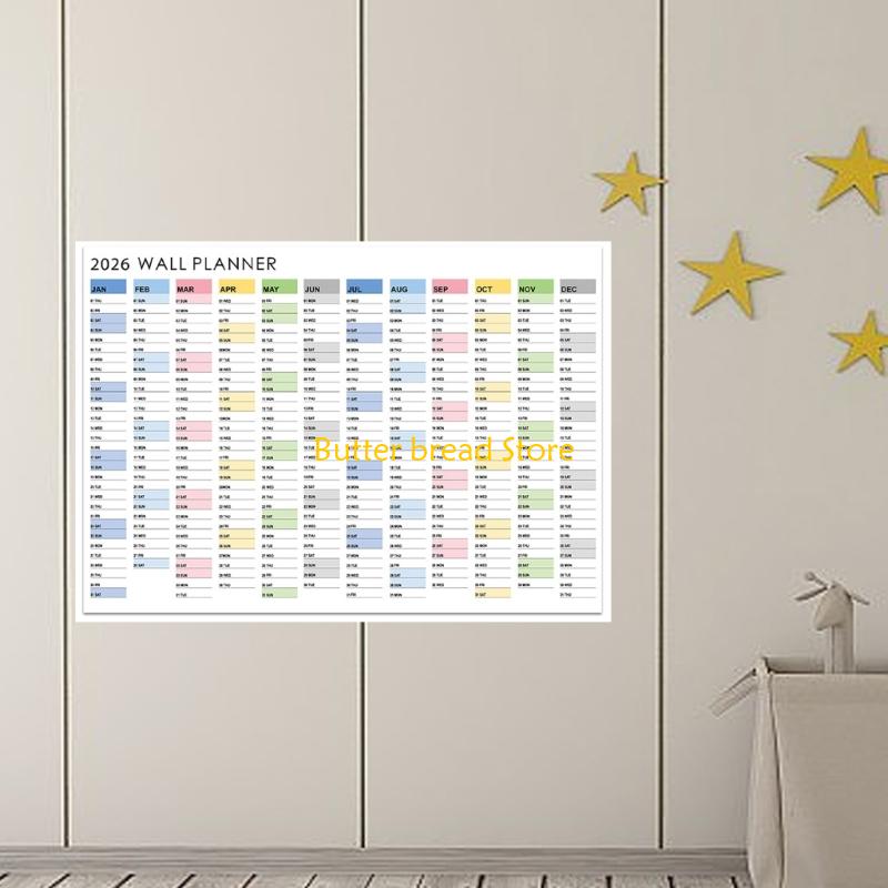 W89C 2026 Wall Calendar Planner 2026 Full Year to View Calendar Wall Yearly Planner Family Home Organiser for Daily Planning