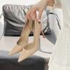 2026 neue rote Sohle spitze Seite leer sexy Nude High Heels Damen schöner dünner Absatz Temperament schwarze Lackleder Schuhe