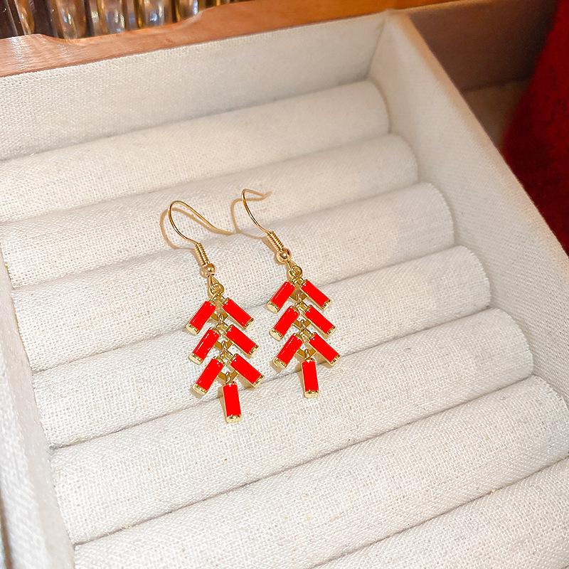 Silberne Nadel Tropfenöl Rote Perlen Ohrstecker - Eleganter & Vielseitiger Schmuck für Damen