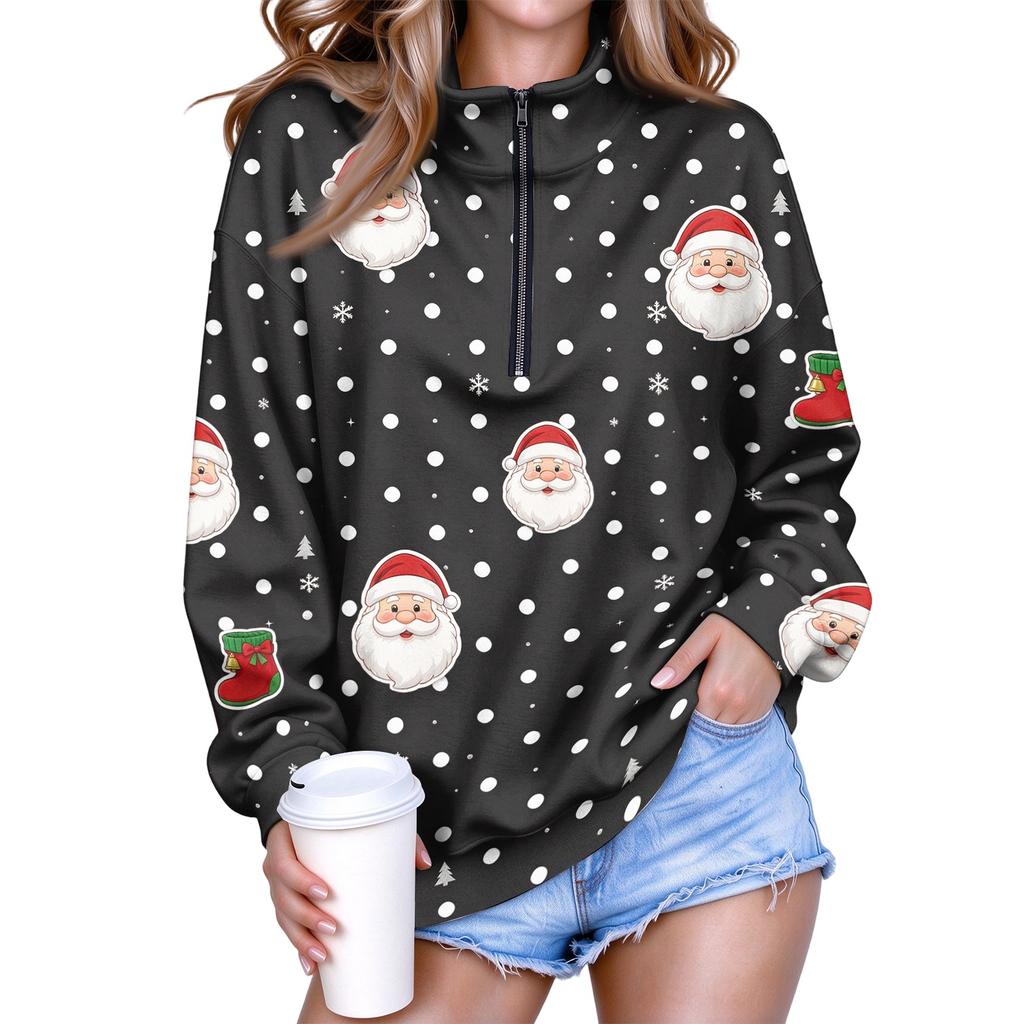 Women's Lightweight Half-Zip Sweatshirt with Print Casual Pullover for Everyday Wear