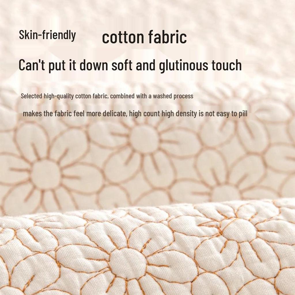 Han Pure Cotton Non-Slip Sofa Cushion, Pastoral Cream Style, Four Seasons Universal Seat Cover