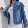 Ladies' Solid Color Denim Casual Long Sleeved Single Breasted Jacket