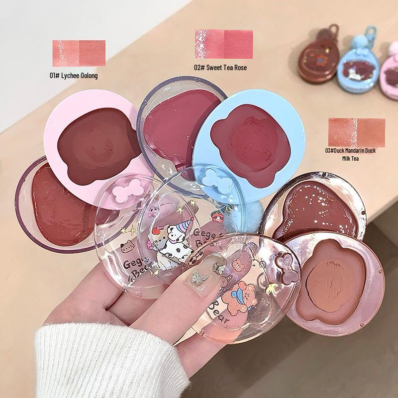 Gege Bear Multi-Use Cream: Matte Lip, Blush, Eyeshadow - Easy Apply, Natural Look