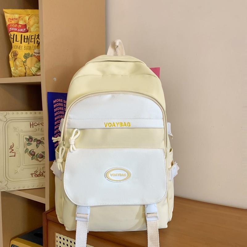 Contraste de Couleurs Sac d'École Étudiant Style Collège Sac à Dos Féminin Grande Capacité Sac d'École Étudiant Collège