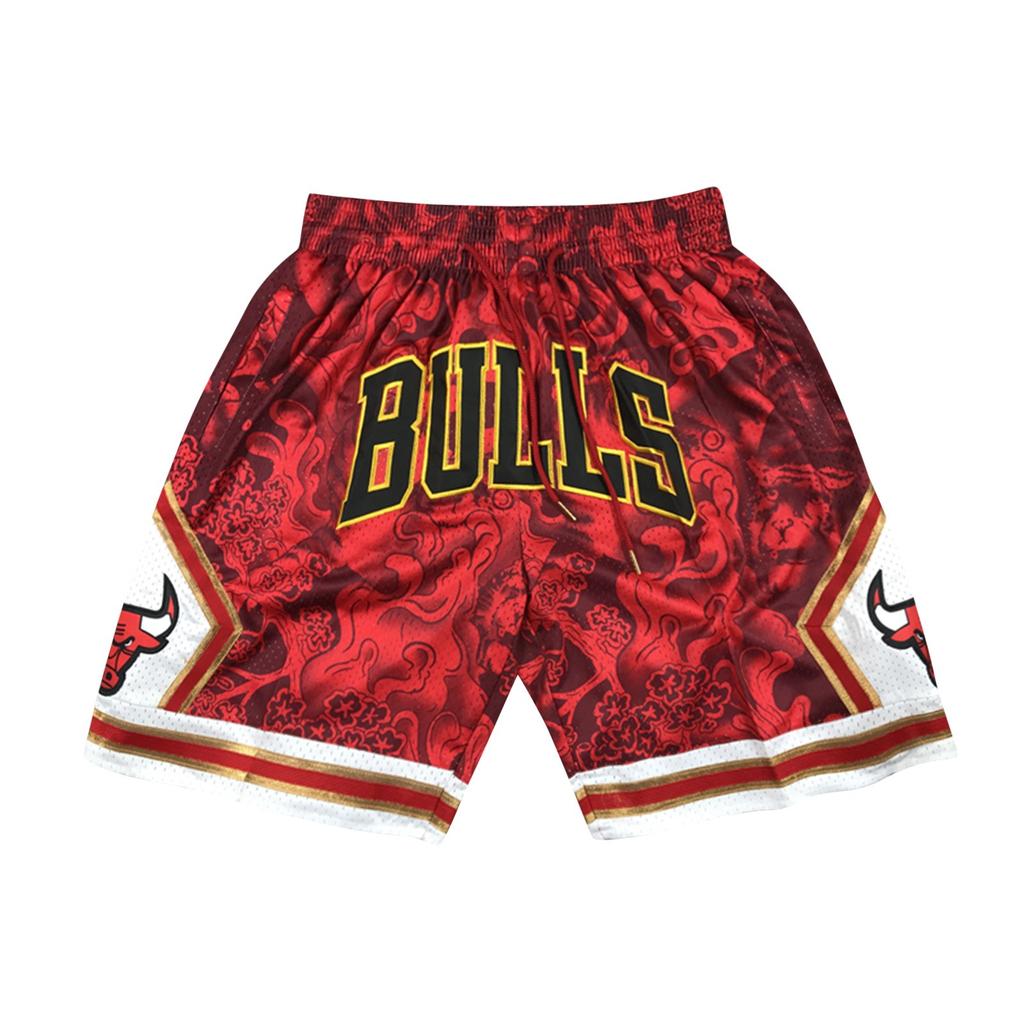Retro Embroidered Drawstring Cropped Basketball Shorts Training Shorts