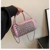 IELGY Cylindrical Female Bag with Diamond Crossbody Chain Pillow Bag