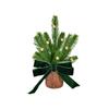 Christmas Tree Tabletop Decoration with Wooden Log Base, Gold Bells and Velvet for Holiday Home Decor