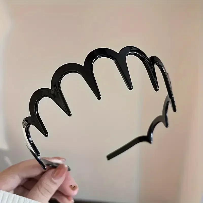 

Women Solid Color Toothed Non-slip Hair Bands Girl Face Wash Sports Hairbands Wave Headbands Hair Accessories