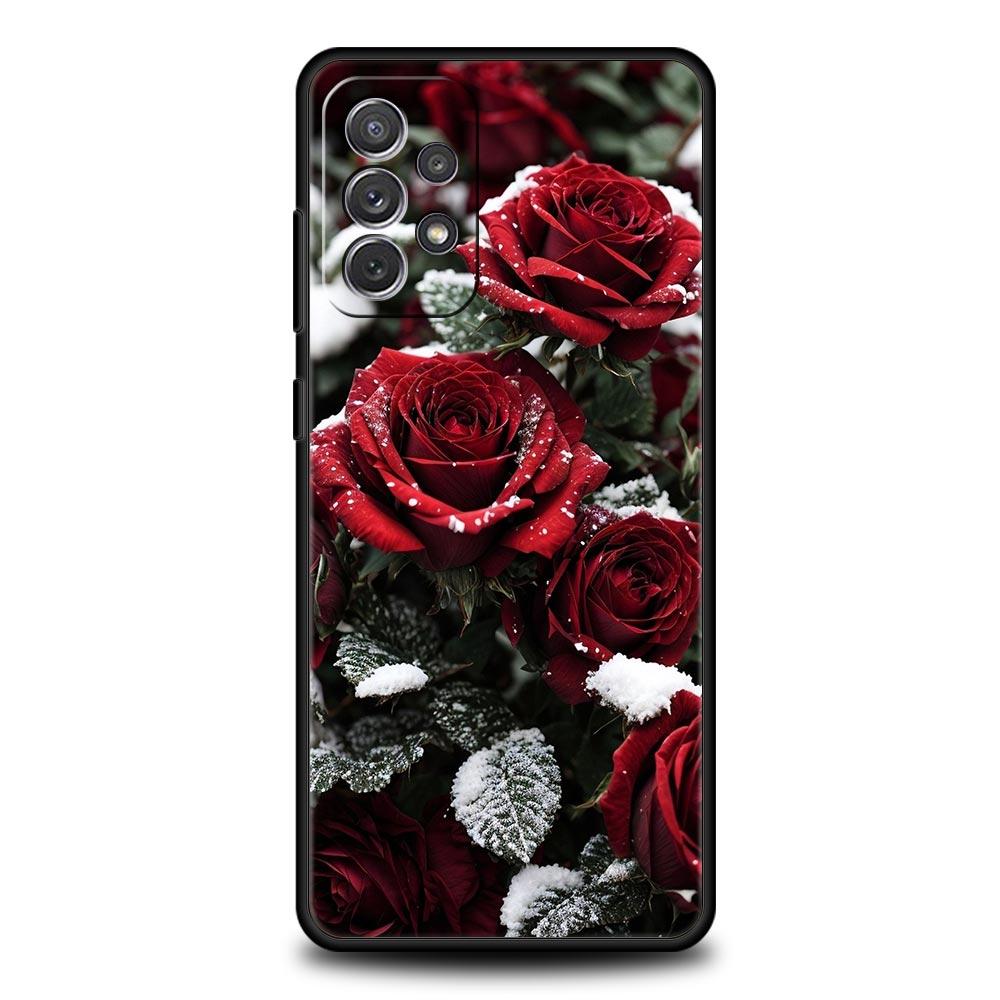 Beautiful Red Rose Flowers Phone Case For Samsung A15 A13 A51 A71 A41 A31 A21S A03S A05 A12 A32 A52 A23 A25 A33 A53 A73 5G Cover