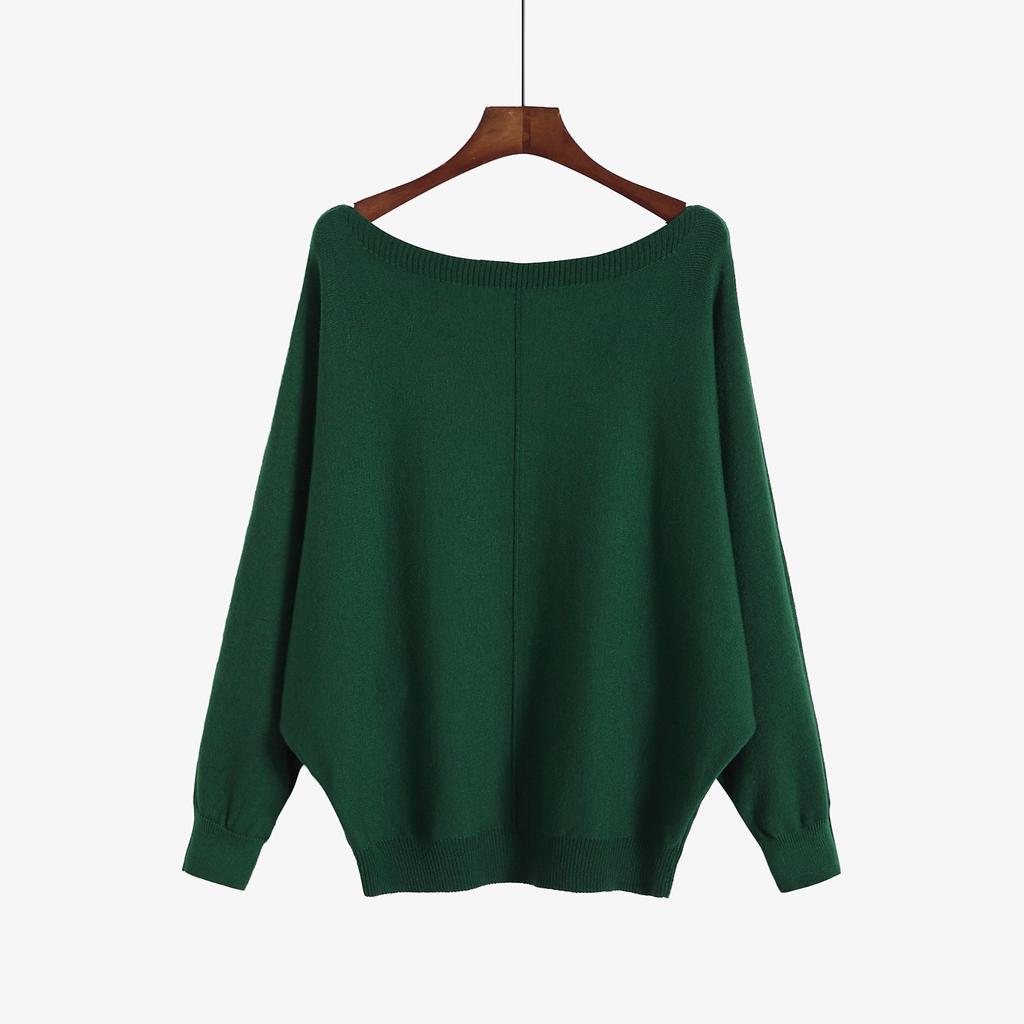 Hot 2022 Women's New Sweater Knitwear, Off-Neck Bat-Sleeve Sweater, Loose Korean Style Plus Size