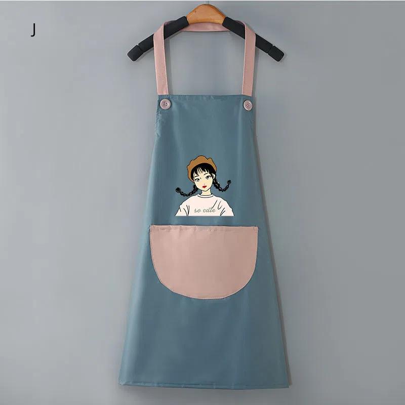 Unisex Cooking Apron Household Cartoon Apron Chef Waiter Barbecue Adult Pocket Apron Kitchen Supplies