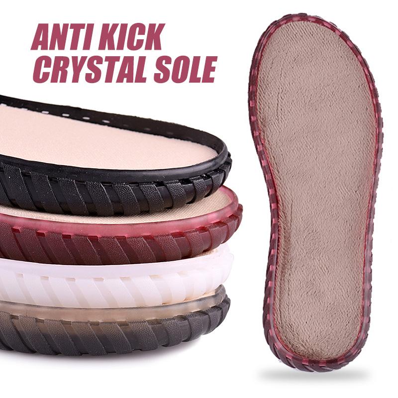1 Pair Hand-stitched Anti-kick Transparent Soles Anti-slip Wear-resistant Velvet Soft Rubber Soles Shoe Patch Repair Replacement
