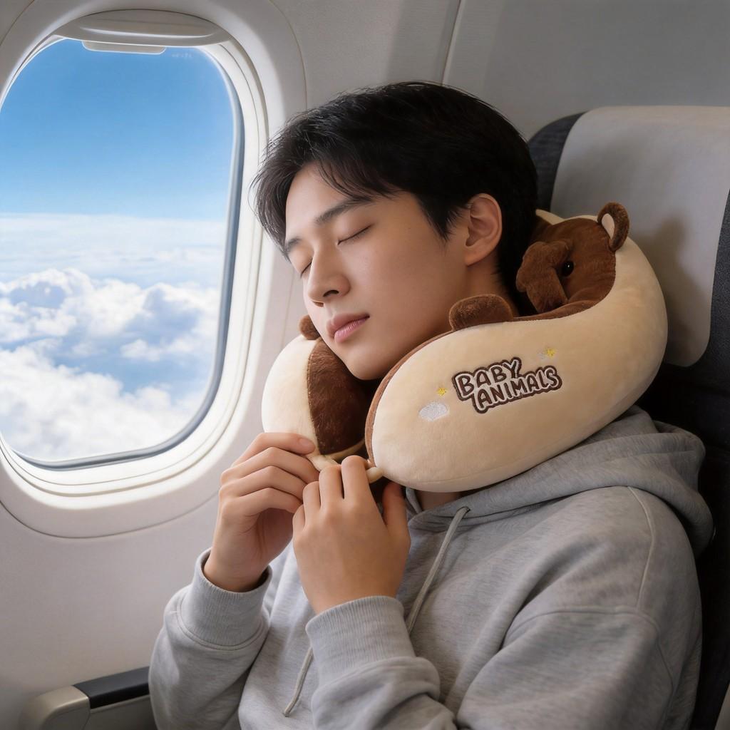 U Shaped Cartoon Airplane Neck Pillow Travel Head Rest For Office And Commuting