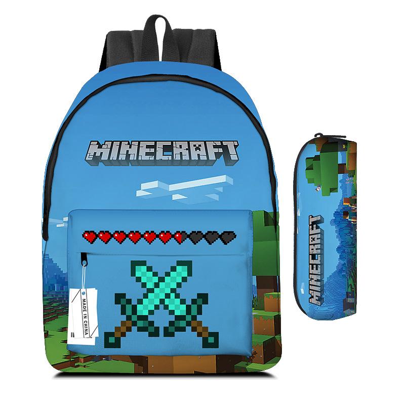Minecraft Schoolbag Children'S Backpack Cartoon Animation Backpack Pencil Case