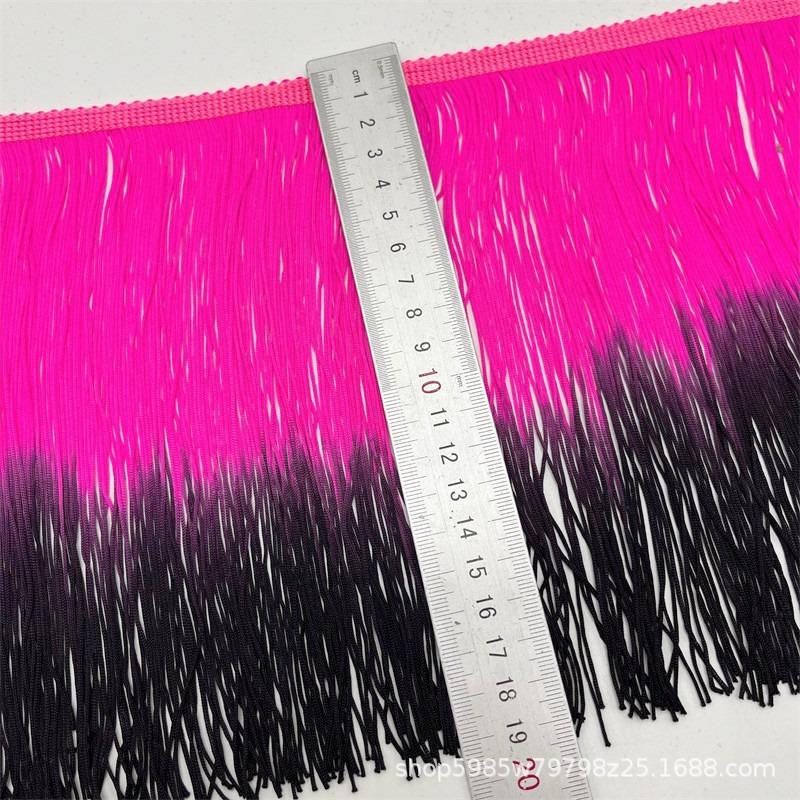 20Cm Gradual Change Color Nylon Row Beard Latin Dance Fringe Clothing Accessories Shape Vertical Row Beard Fringe Lace