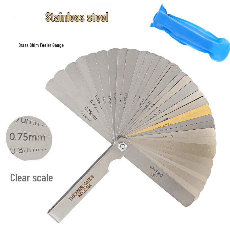 32-Piece Stainless Steel and Brass Feeler Gauge for Metric Valve Clearance Adjustment