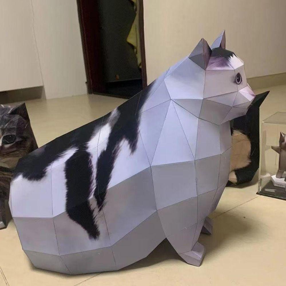 Gift Maxwell Cat Kitten Stereo Origami Large DIY Paper Cat Model Wondering Kitten Handmade Huh Cat Paper Model Home Decor