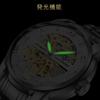 Tevise Men's Skeleton Automatic Watch Silver Stainless Steel Luxury Waterproof Luminescent Diamond Roman Numerals Dial Gold Blue