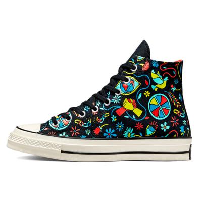 70. léta Chuck Taylor All Star Potisk Trendy Univerzální Ležérní Vysoké Espadrilky Unisex Černá a Modrá