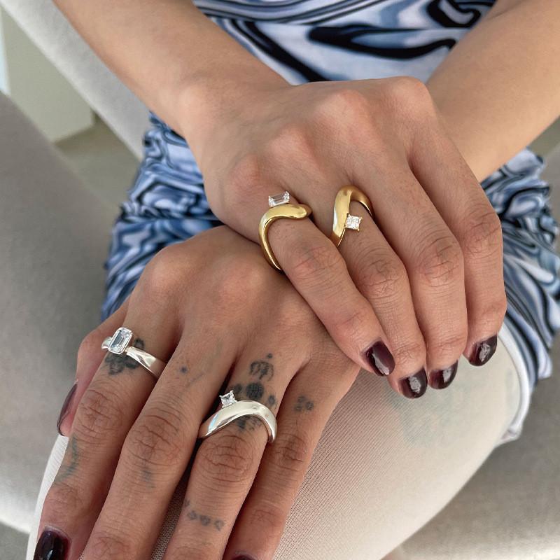 925 Premium Quality Sterling Silver Ring With Trendy Korean Aesthetic And Adjustable Fit Women For