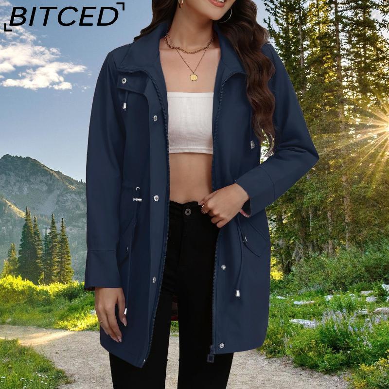 BITCED Frühlings-/Herbst Slim-Fit Kapuzen-Windjacke für Damen - Vielseitiges Freizeit-Oberteil
