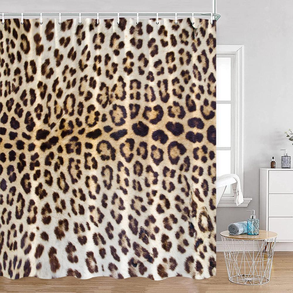 Leopard Pattern Shower Curtain Panther Wild Animals Modern Fashion Bathroom Decorations Ployester Bathtub Curtain with Hooks
