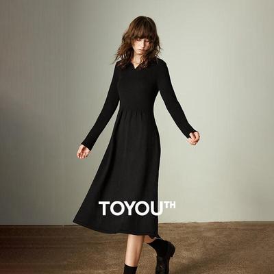 Chuyu Women's 2025 Winter Polo Neck Knit Dress