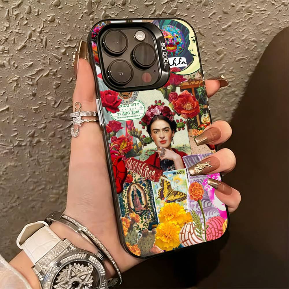 Fashion F-fridaS Kahlo-PC Phone Case For iPhone 17,16,15,14,13,12,11 Plus,Pro Max,XS,Colorful Silver Phone case Funda Cover