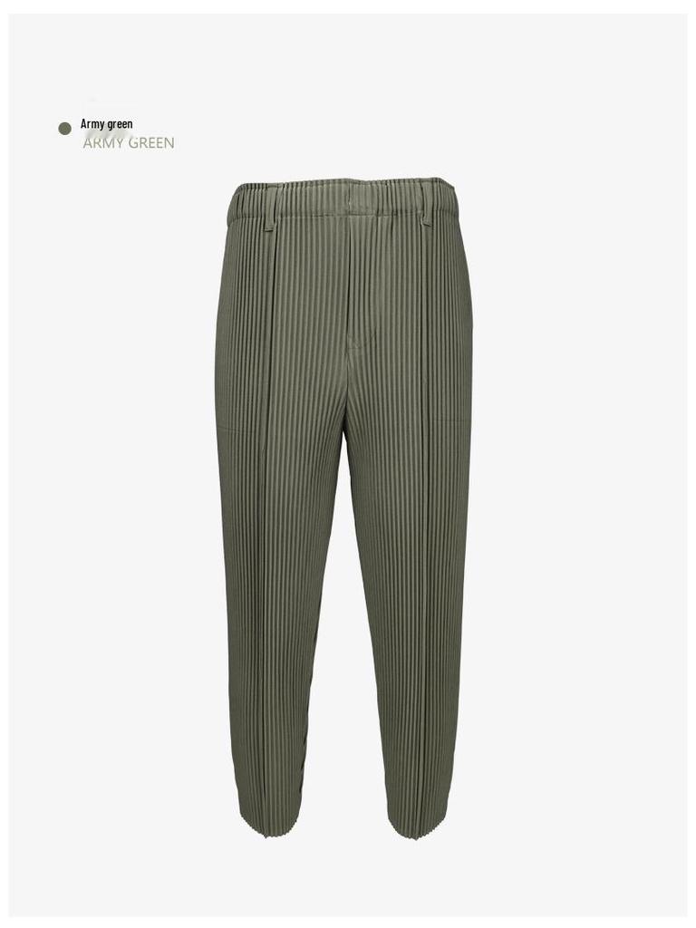 Miyake Men's Spring Slim Pleated Skinny Trousers - Japanese Retro Style