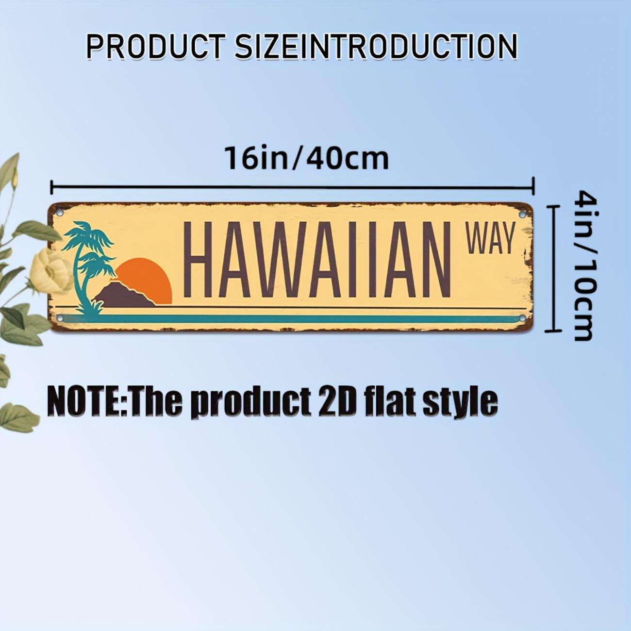 Customizable Retro Hawaiian Theme Aluminum Metal Tin Sign 40x10cm for Cafe Bar Man Cave Garage Wall Decor белый