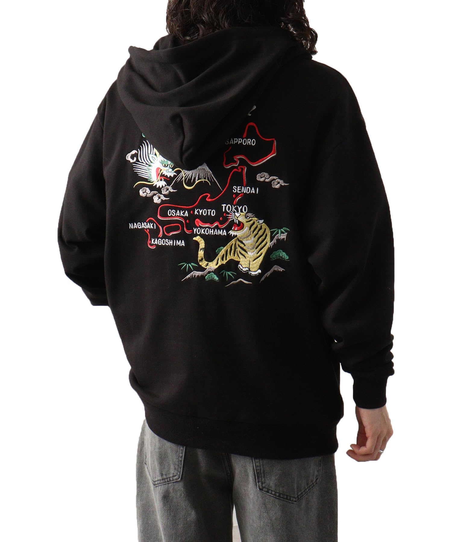 

Флисовая толстовка с японской вышивкой x Дракон Белый медведь x Сакура x Длинная Серая 03 Черная B Карта [WESTSEA] На молнии (Фудзи Майко, & Тигр,