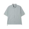 APOSTROPHE COMMA Reversible Label High-Neck Zip-Up Short-Sleeve Shirt_Dark Gray