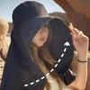 Wind Proof Large Brim Sun Hat Solid Color Sun Protection Cap Extended Fisherman's Caps  Summer