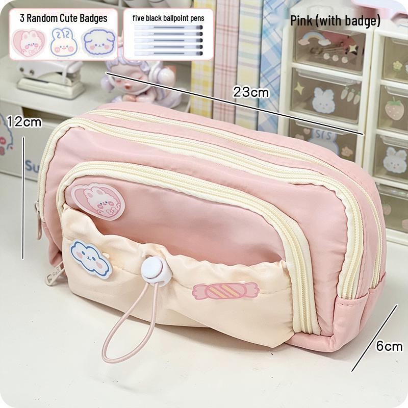High-Capacity Cute Pencil Case for Girls - Perfect for Elementary and Junior High Students