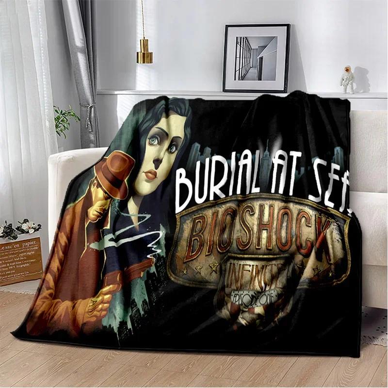 3D Retro BioShock Game Gamer Blanket,Soft Throw Blanket for Home Bedroom Bed Sofa Picnic Travel Office Rest Cover Blanket Kids