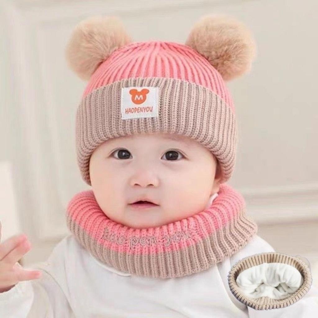 New Autumn and Winter Baby Ear Protection Hat, Warm and Cold Proof Hat, Comfortable Baby Double Ball Soft and Sticky Toe Cap