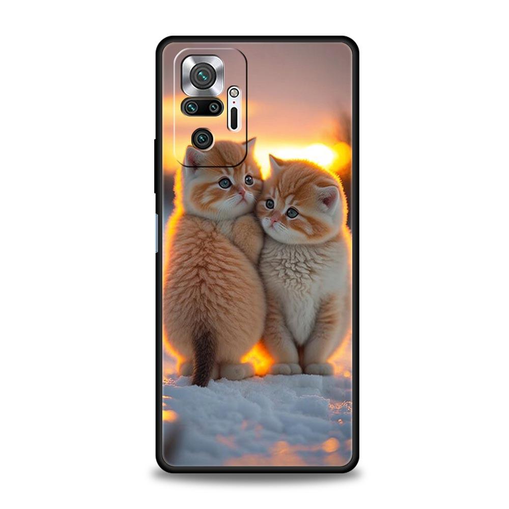 

Kiss Cat Cute Kitten Phone Case For Xiaomi Redmi Note 14 13 5G 10 11 12 Pro Plus 4G 14C 13C 12C 10C Black Cover Redmi 10C