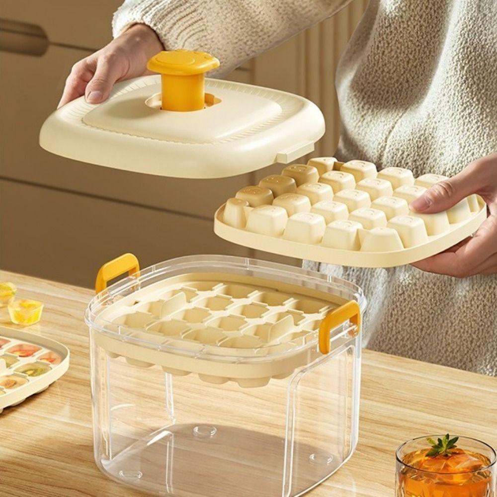 Large Capacity Press Ice Tray Food Grade Plastic Ice Storage Tray Ice Cube Mold  Ice Storage