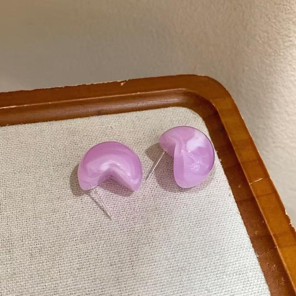 Half Circle Ball Stud Earring Resin Fashion Earring Sweet Women s Earring Women фиолетовый