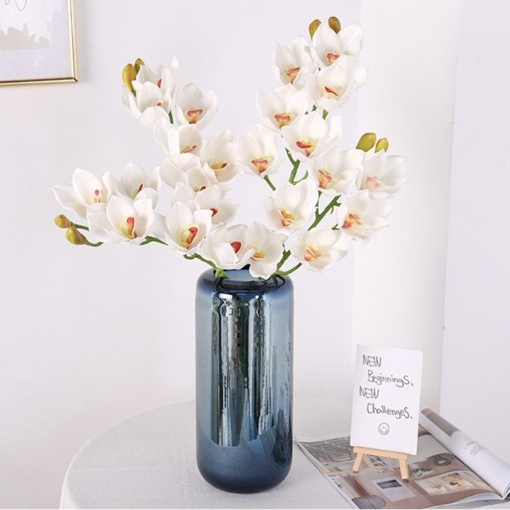 6 Heads Artificial Papilio Orchid Vivid Colors Bendable Stems Simulation Phalaenopsis Real Touch Lifelike Fake Flowers