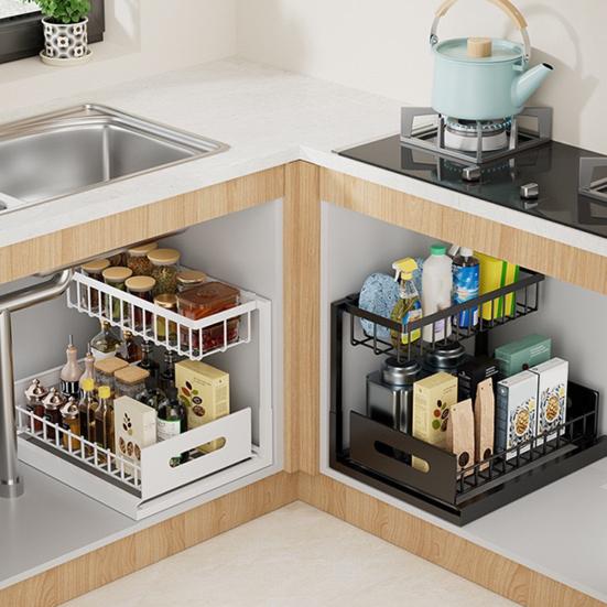 Storage Rack Seasoning Organizer Strong Load-bearing Rust-proof Pull-Out Design Kitchen Storage Shelf Spice Rack