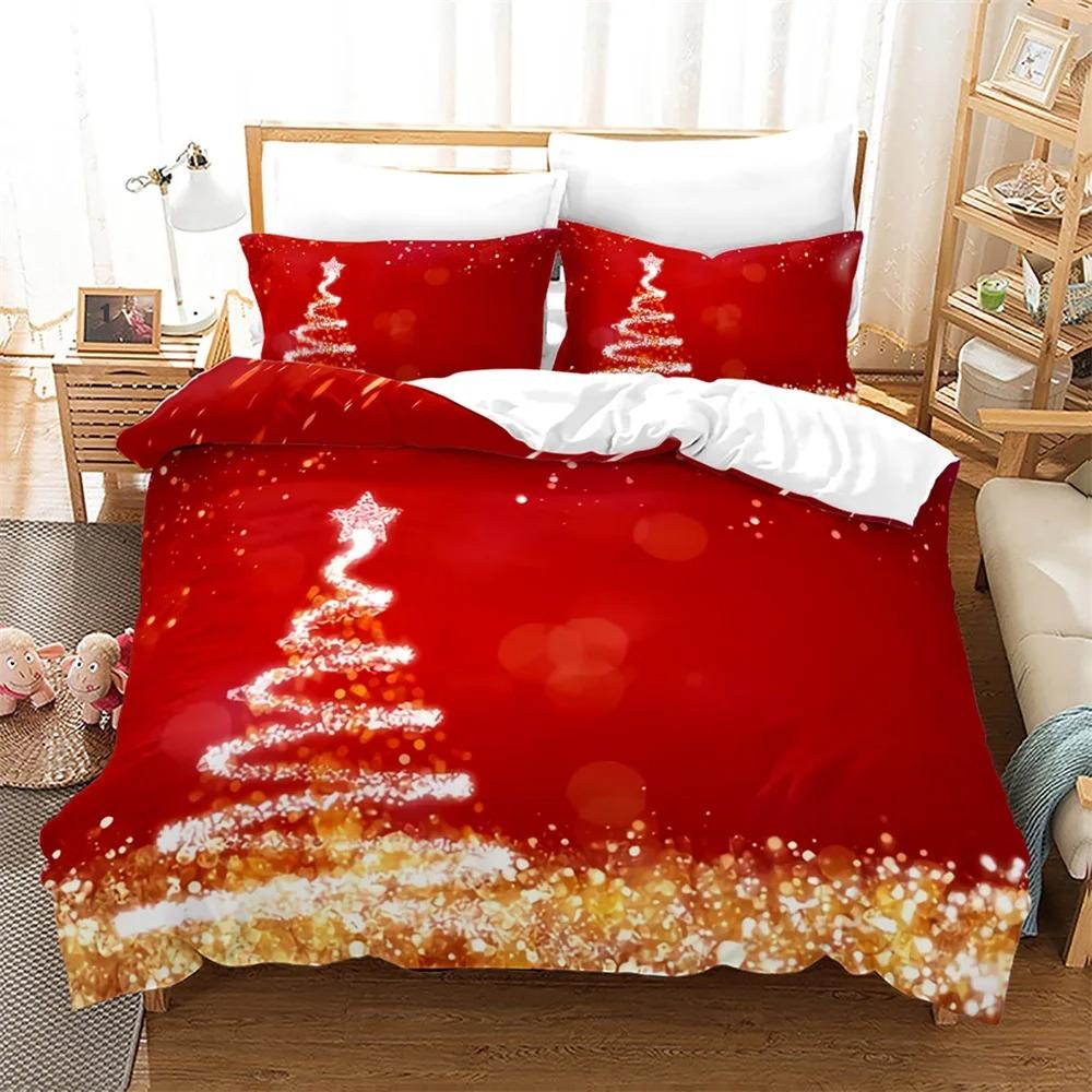Christmas Duvet Cover Set King Queen Full Size Winter Theme Snowman Pattern Polyester Comforter Cover For Boys Festival Gift