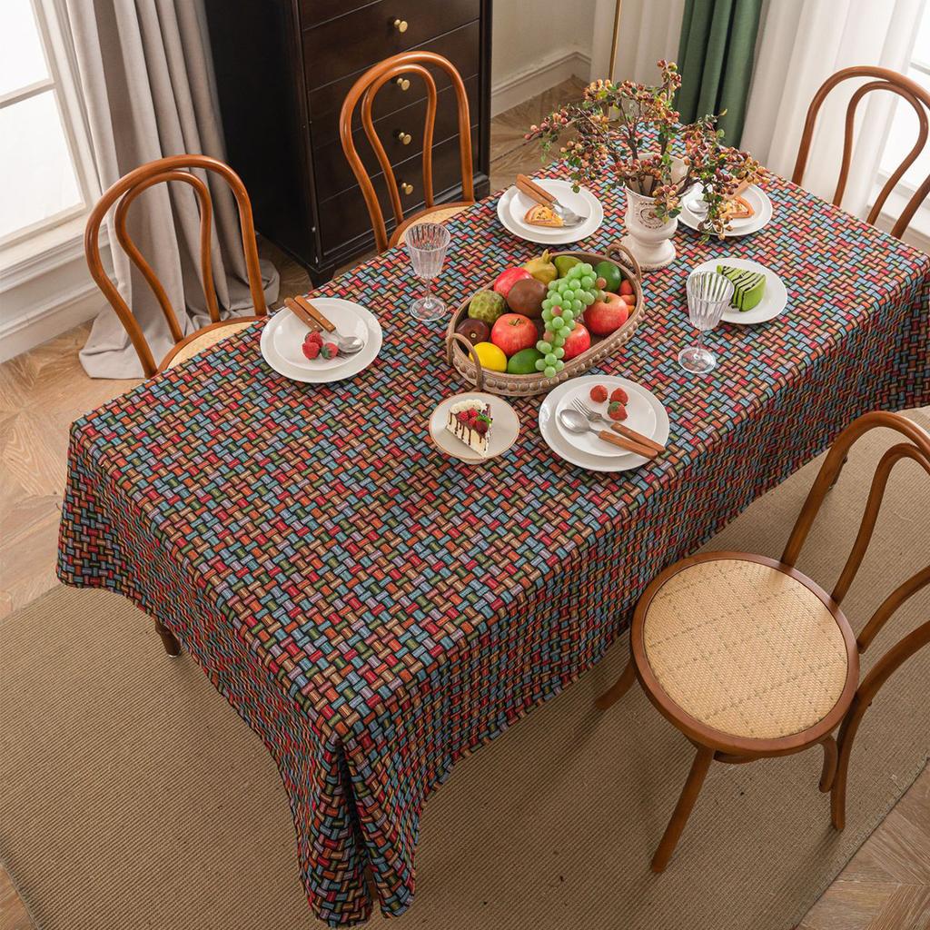 Indoor Outdoor Dinning Tabletop Decoration Rectangle Cotton Linen Table Cloth