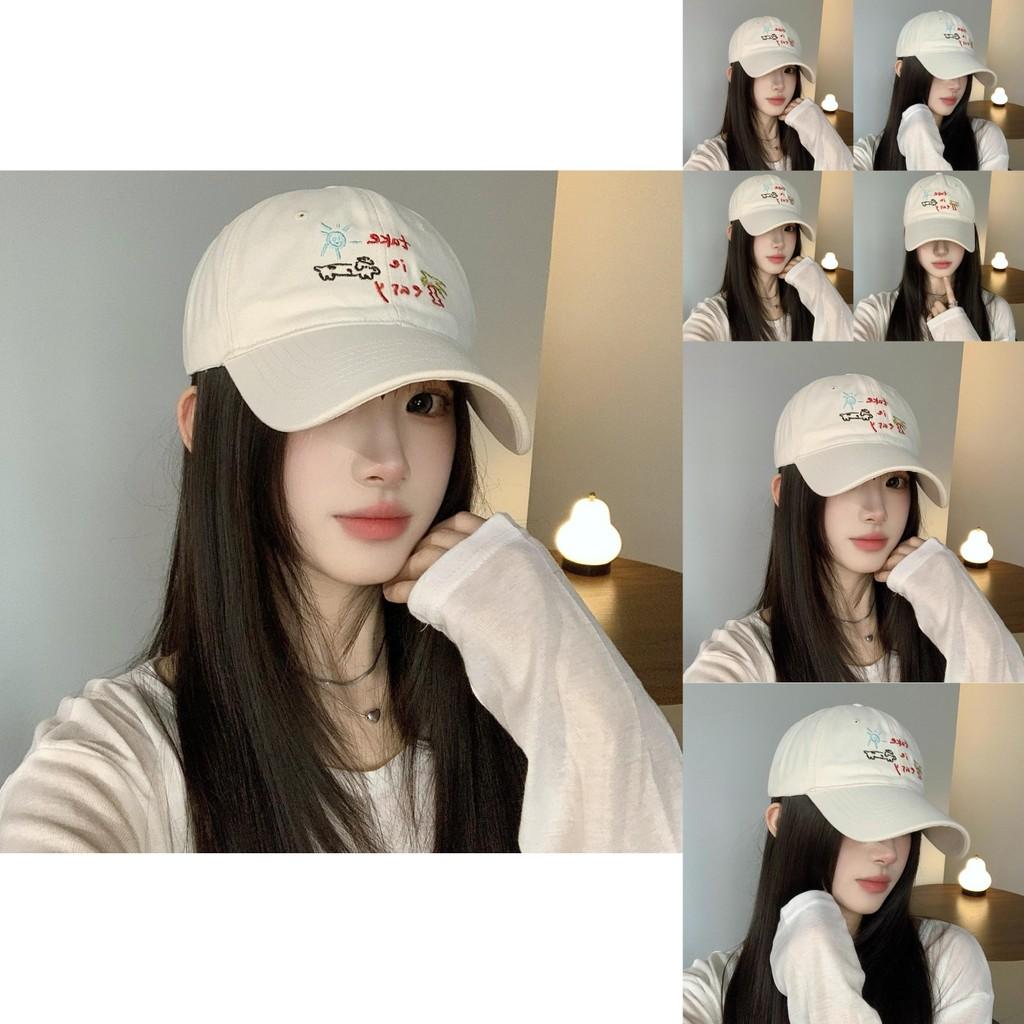Cotton Coconut Tree Puppy Pattern Embroidery Sun Hat For Women Summer Wide Brim Casual Fashion Accessory