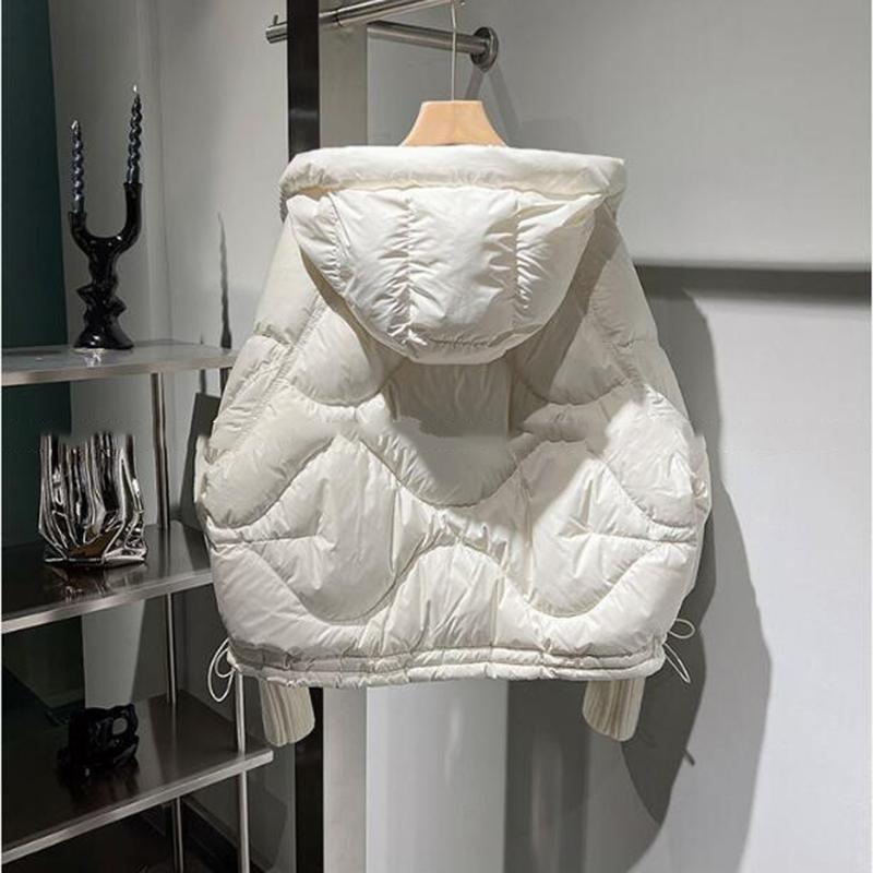 Winter White Duck Down Jacket Loose Streetwear Women's Lightweight Hoodie Parka Fashionable Warm Short Loose Coat