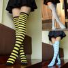 Herbst Winter Damen Gestreifte Oberschenkelhohe Elastische Warme Über dem Knie Lange Socken