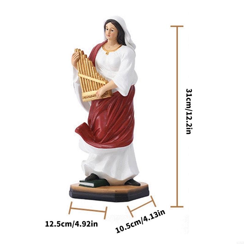 62KD Elegant Resin Harp Musician Sculpture Classical Home Decoration Statue for Gift